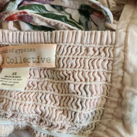 B.O.G Collective Band of Gypsies Floral Tiered Dress Sz XS Smocked Lace Up Back - Picture 3 of 9